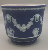 Vintage 4.50" Wedgwood Cobalt Jasperware Cache Pot/Planter - 2