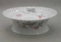 Vintage 8" Wallendorf Porcelain Covered Dish with Lattice Edge