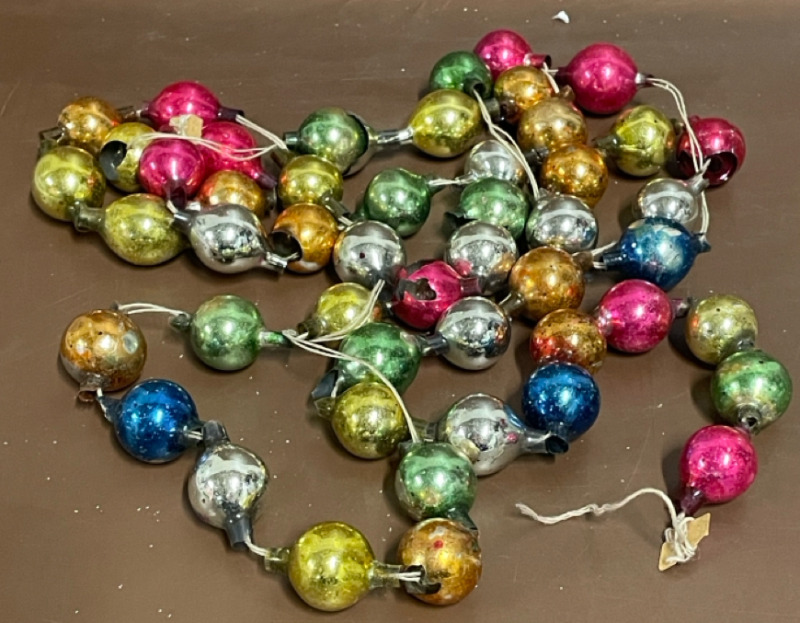 Vintage 47” mercury glass bead garland