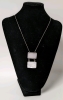 925 Sterling Silver+ Mother of Pearl Dangling Pendant on Sterling Chain - 2