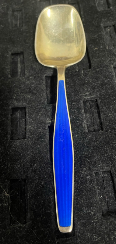 J Tostrup Norway Sterling and Enamel spoon