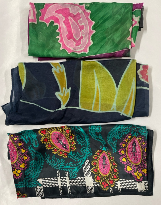 3 silk scarves