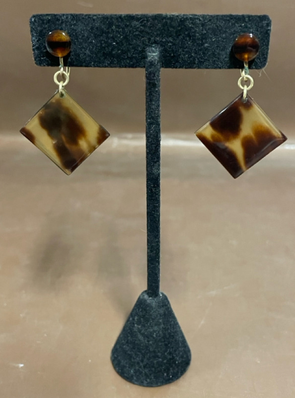 Antique Tortoise shell screw back earrings