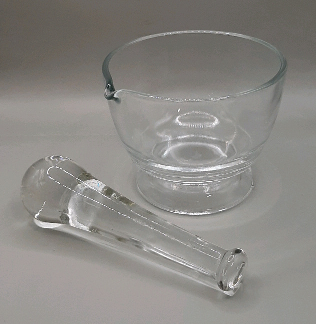 Vintage 5.25"W Clear Glass Mortar & Pestle