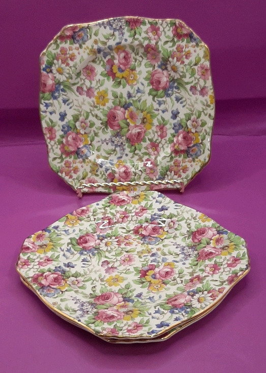 Vintage 3 Royal Winton 6" Summertime Chintz Bread & Butter Plate One Plate has a small chip 1 Royal Winton Sunshine 6" Bread & Butter Plate