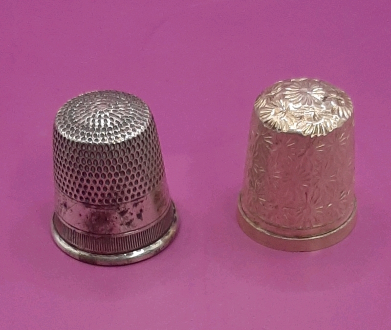 Vintage 2 English Sterling Silver Thimbles