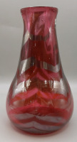 Vintage 6.25" Cranberry Glass Pulled Feather Vase