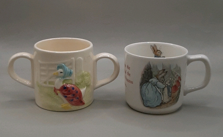 Vintage 2.75" Schmid "The Tale Of Jemima Puddle Duck 2 Handled Mug Wedgwood Peter Rabbit Mug