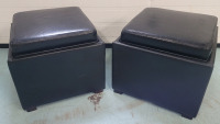 Square Reverseable Storage Ottoman with Tray , Two Ottomans , Pre-owned