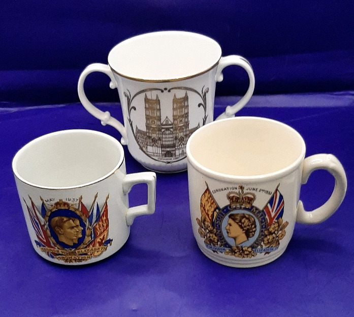 Vintage King George & Queen Elizabeth Queen Elizabeth Coronations Queen Elizabeth Silver Jubilee 3.75" Loving Cup