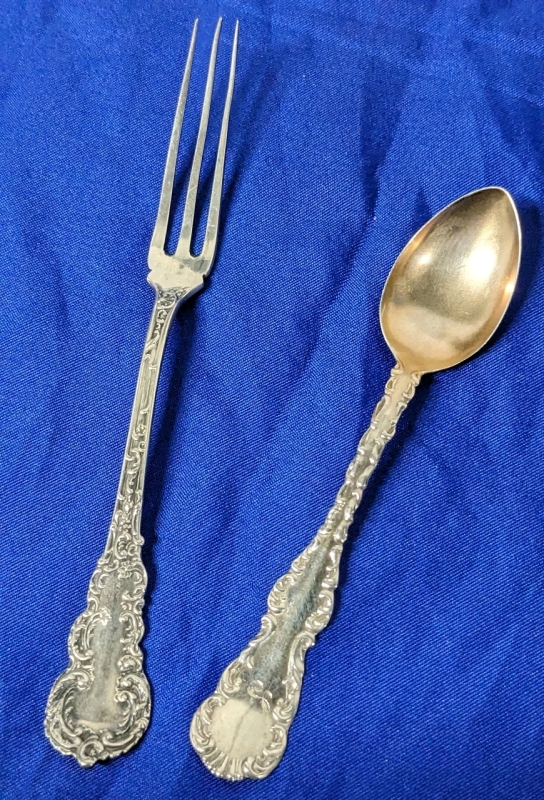 Sterling Silver Cocktail Fork 4.75" & Sterling Silver Demitasse Spoon 3.8"