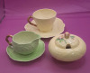 Vintage Carlton Ware 3.75" Wild Rose Covered Sugar Sauce Pitcher with Underplate "Foxglove" Cup and Saucer - 2