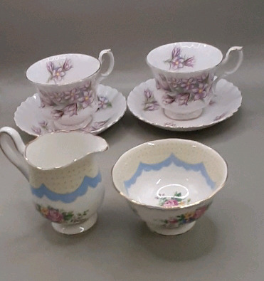 Vintage 2 Royal Albert Praire Cactus Cups & Saucers Royal Albert Prudence 3.75" Cream & Sugar