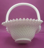 Vintage 10.5" Fenton Hobnail Milk Glass Basket - 2