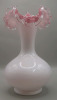 Vintage 9" Fenton Peach Crest Crimped Vase