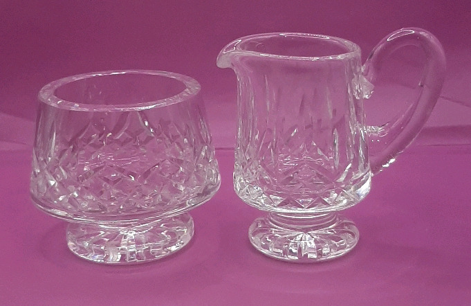 Vintage Waterford Crystal 3.25" Lismore Cream & Sugar