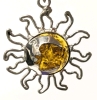 925 Sterling Silver + Amber Sun & Moon Pendant - 2