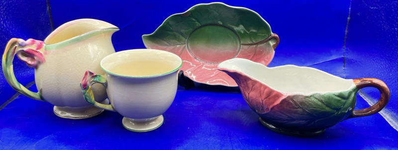 Royal Winton sauce boat with under plate and creamer and demitasse