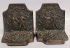 Vintage Cast Iron Bookends , measures 3 3/4" wide & 4" tall - 2