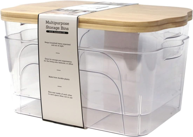 New HERITAGE LIVING Storage Bin with Bamboo Lid 124&rdquo;x81&rdquo;x55&rdquo;