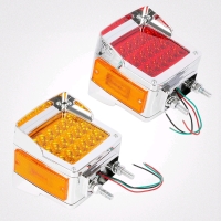 New - LED turn signal lights Trailer Square Double face Red/Amber Pedestal Fender Lights