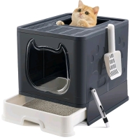 New - Foldable Kitten Litter Box with Lid Top Enter Litter Boxes Covered Cat Litter Pan