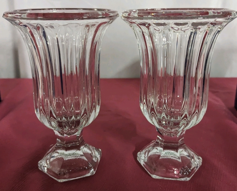 2 Glasseam Pedestal Glass Vase for Flowers, 7.5in Tall Compote Vases
