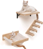 New FUKUMARU Cat Wall Furniture, 3 Pack. Hammock, Platform, Stairway. Supports Up to 33lbs.