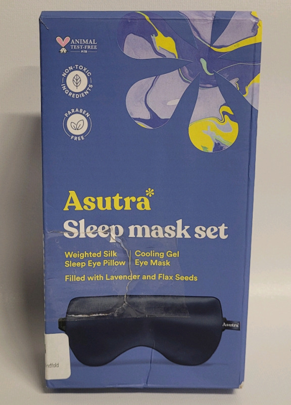 New - Asutra Sleep Mask Set . Weighted Silk Eye Pillow & Cooling Gel Face Mask