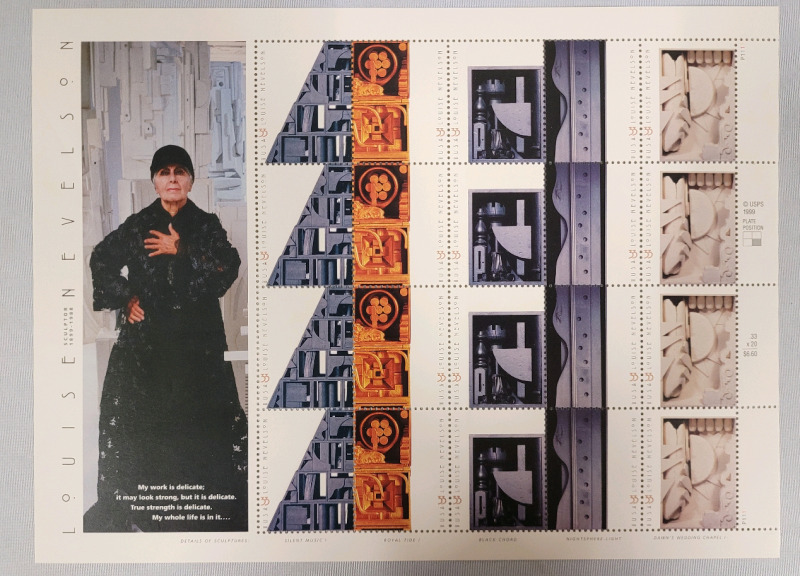 1999 US Postal ' Sculptor : Louise Nevelson 1899 - 1988 ' Stamp Sheet , 33 Cent Stamps