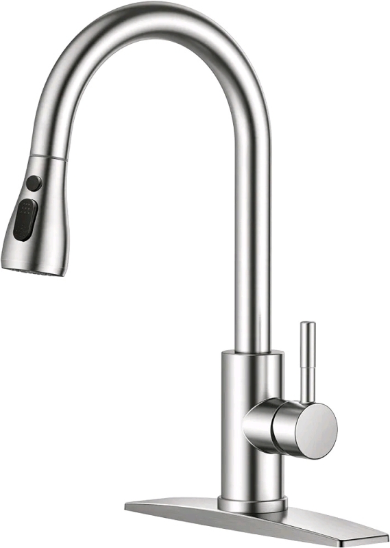 New FORIOUS High-Arc Kitchen Faucet with Pull Down Sprayer Brushed Nickel, FF0023C