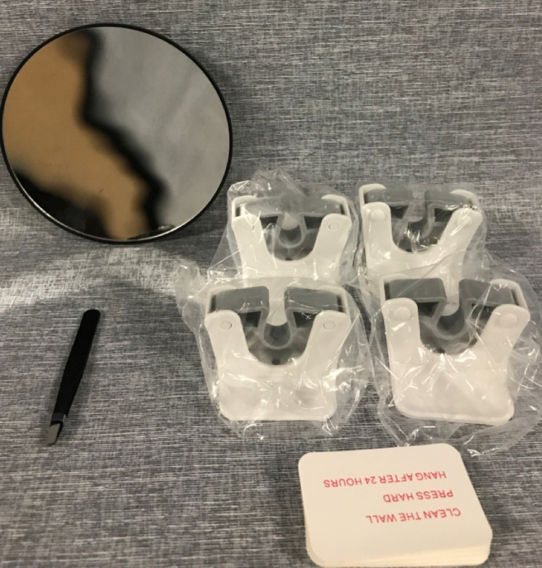 4 Broom Wall Mounts & 6&rdquo; Mirror Lot