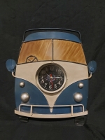 Wall Hanging Metal Bus With Battery Powered Clock