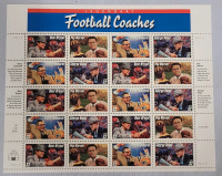 1996 US Postal ' Legendary Football Coaches ' Stamp Sheet , 32 Cent Stamps