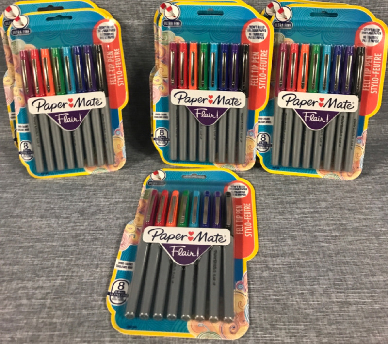 7 New Paper Mate Flair 0.4 Ultra Find 8pack Felt tip pens
