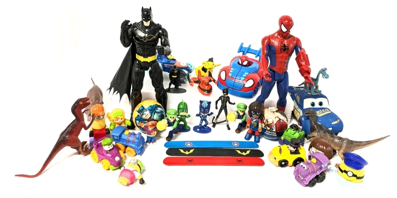 Assorted Toys & Action Figures : Batman, Spider-Man, Tonka, Luigi Slap Bracelets, Dinos & More