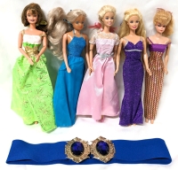 Vintage to Modern BARBIE, 1962 Midge & 12" Simba Fashion Doll All with Genuine Barbie Outfits + Neat Elastic Belt with Statement Faux Gem Magnetic Buckle (Size Small)