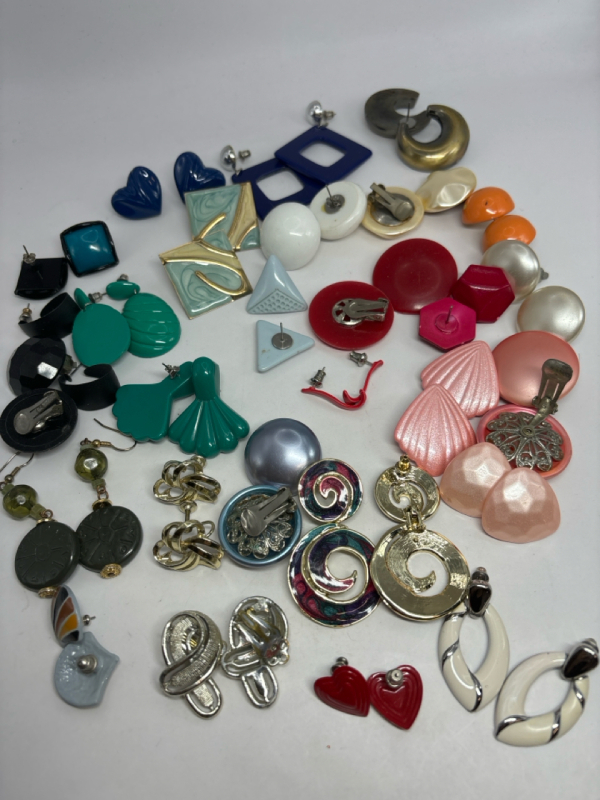 Assorted Earrings and Colours and Metal Pierced and Clips