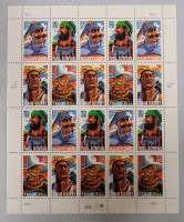 1996 US Postal ' Folk Heros ' Stamp Sheet , 32 Cent Postage Stamps