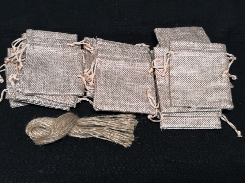 30 New Small Burlap Gift Bags - 3 by 4"