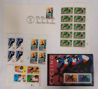 US Postal ' Sports ' Stamp Blocks & 1st Day Issue , All Unused . 32 - 50 Cent Stamps