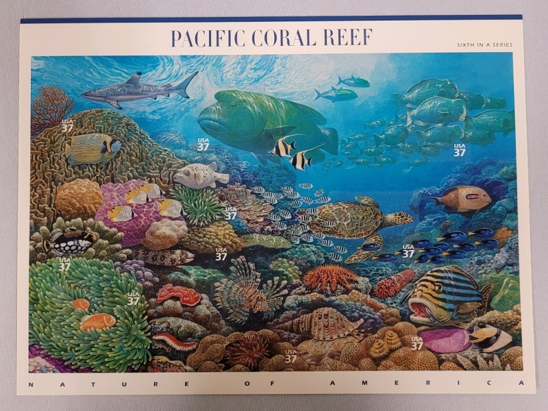 2003 US Postal ' Nature of America : Pacific Coral Reef ' Stamp Sheet , 37 Cent Stamps