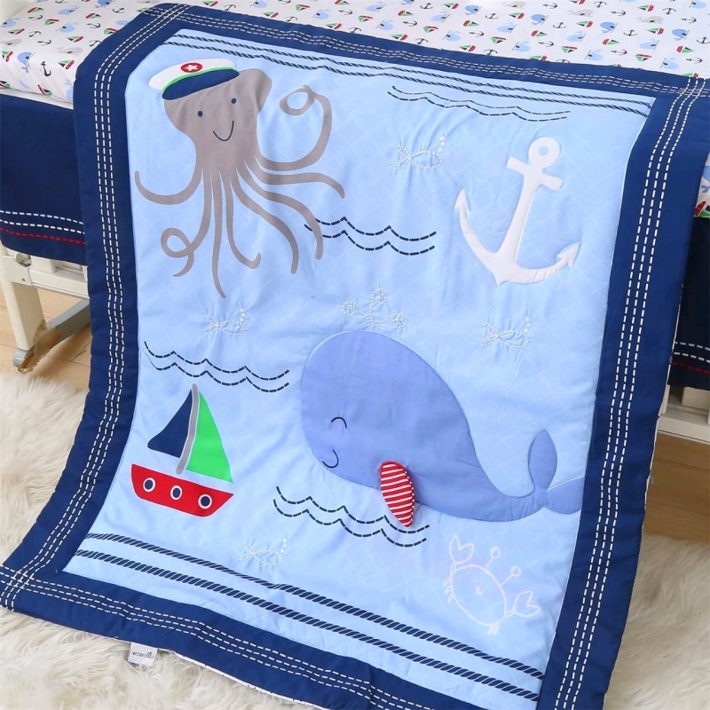 New! Wowelife Crib Bedding Set Blue, Premium Sea 3-Piece