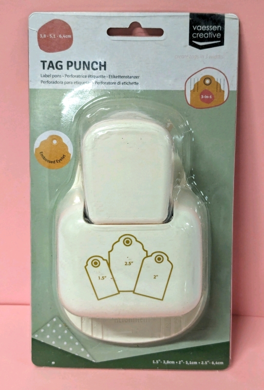 New Vaessen Creative 3-in-1 TAG PUNCH : Make 1.5", 2" & 2.5" Tags