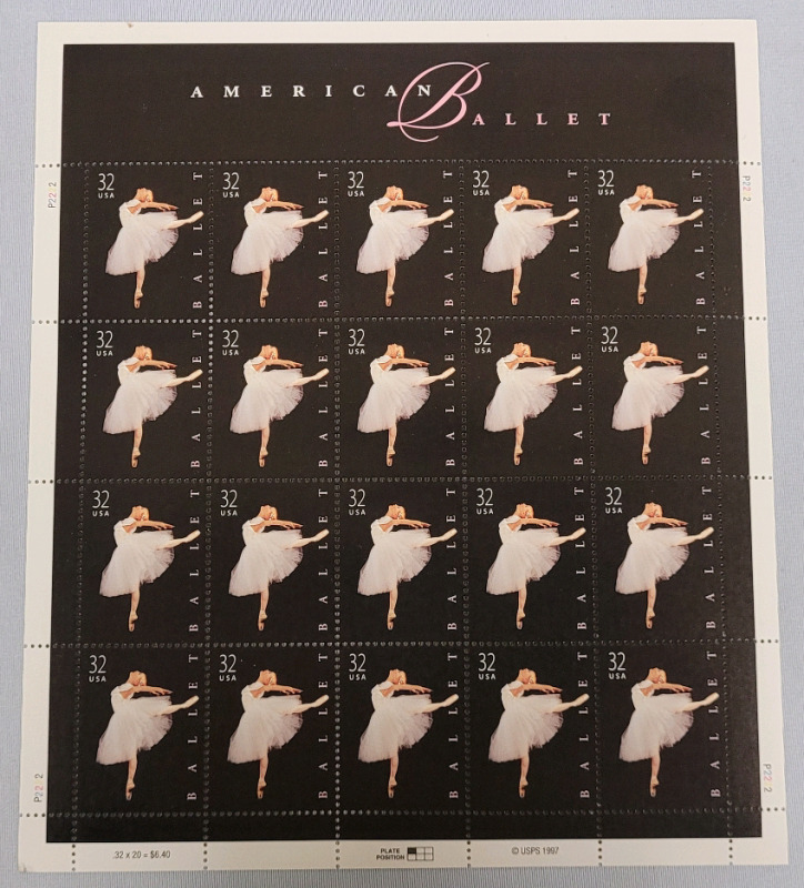 1997 US Postal ' American Ballet ' Stamp Sheet , 32 Cent Postage Stamps