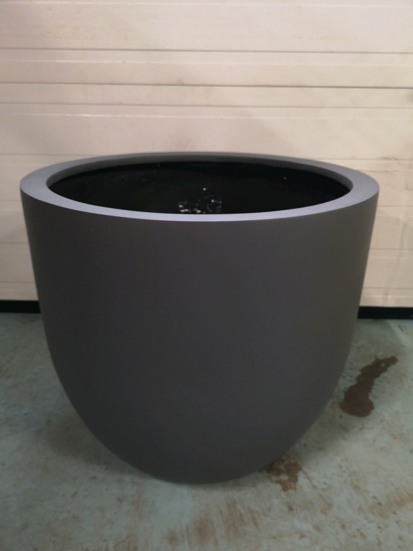 New Green Theory Fiberglass Bowl Planter - D22" & H20" Matte Grey