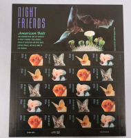 2001 US Postal ' Night Friends : American Bats ' Stamp Sheet , 37 Cent Postage Stamps