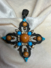 Tigers Tail Neaded Necklace Maltese Cross Glass Rhinestone Pendant - 5