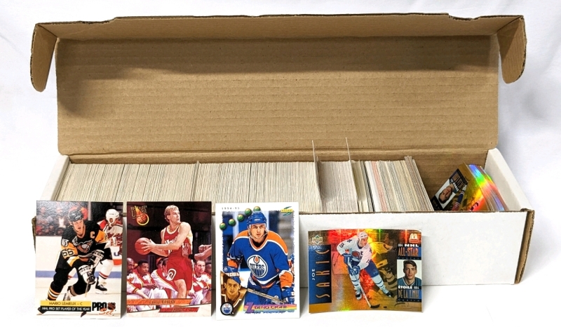 92-92 Pro Set Hockey Cards (Complete) #1-270, 92-93 Pro Set Hockey (Missing 11 Cards for Full Set), 93-94 Fleer Ultra Basketball (70 Random Cards), 1994 McDonald's Hockey Set (Missing Peter Forsberg), + 100 Random Cards (Hockey, Baseball & Basketball)