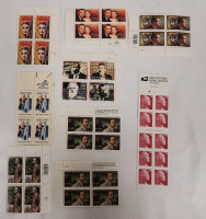 US Postal ' Famous Americans ' Stamp Blocks . 15 - 34 Cent Postage Stamps